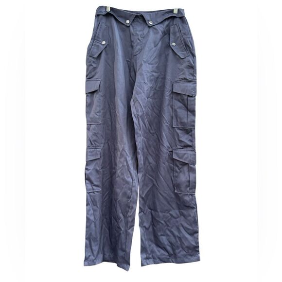 NWT PrettyLittleThing Womens Cargo Fold Waistband Trouser Pants Blue Size 6 - Picture 3 of 6